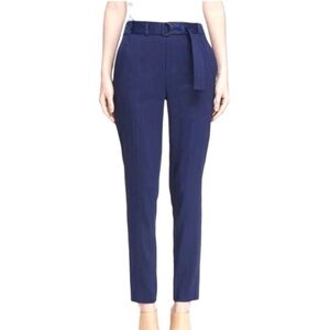 Vince Belted Linen Trouser Pants Blue Size 4